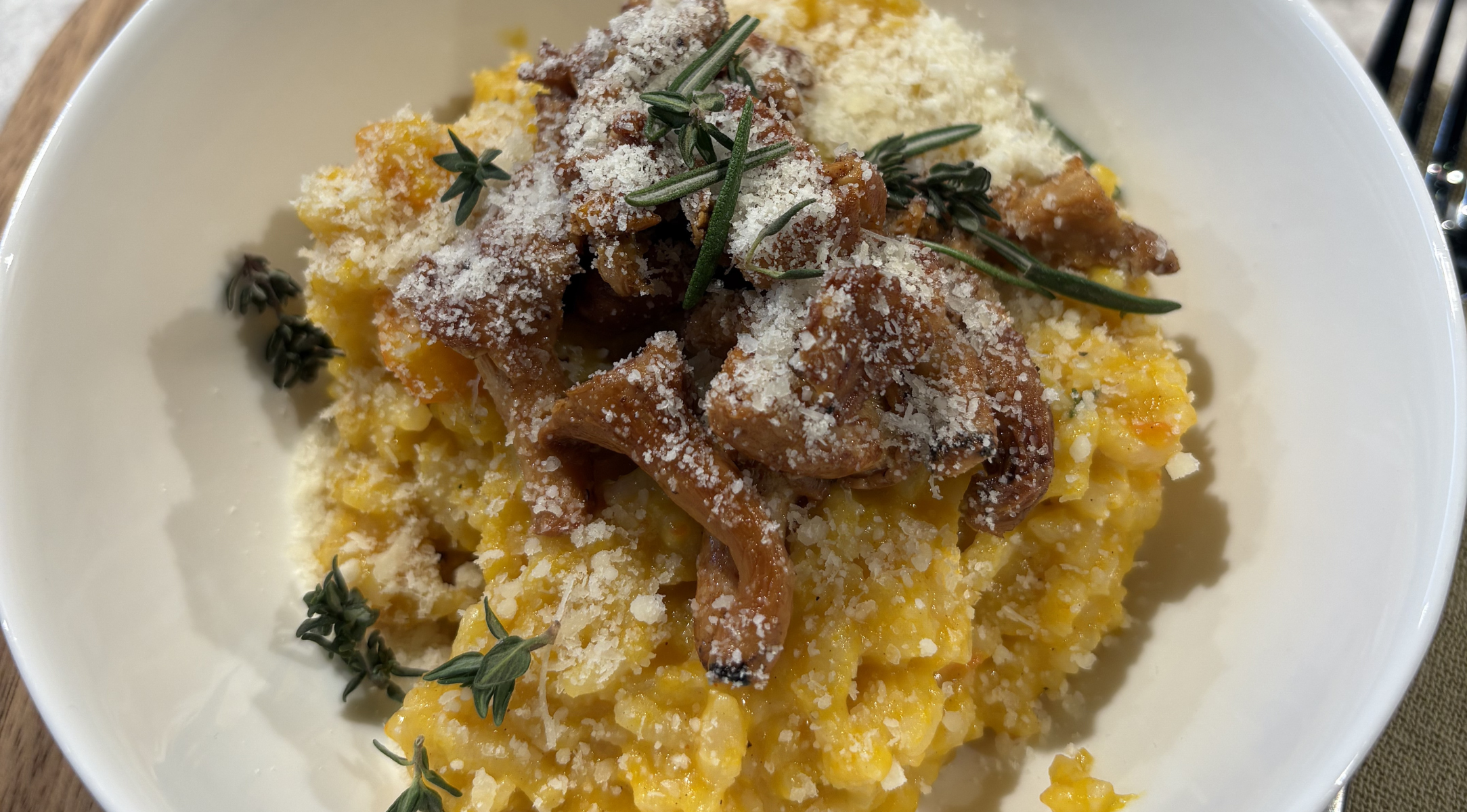 Herbstrisotto mit Kürbis und Pfifferlingen