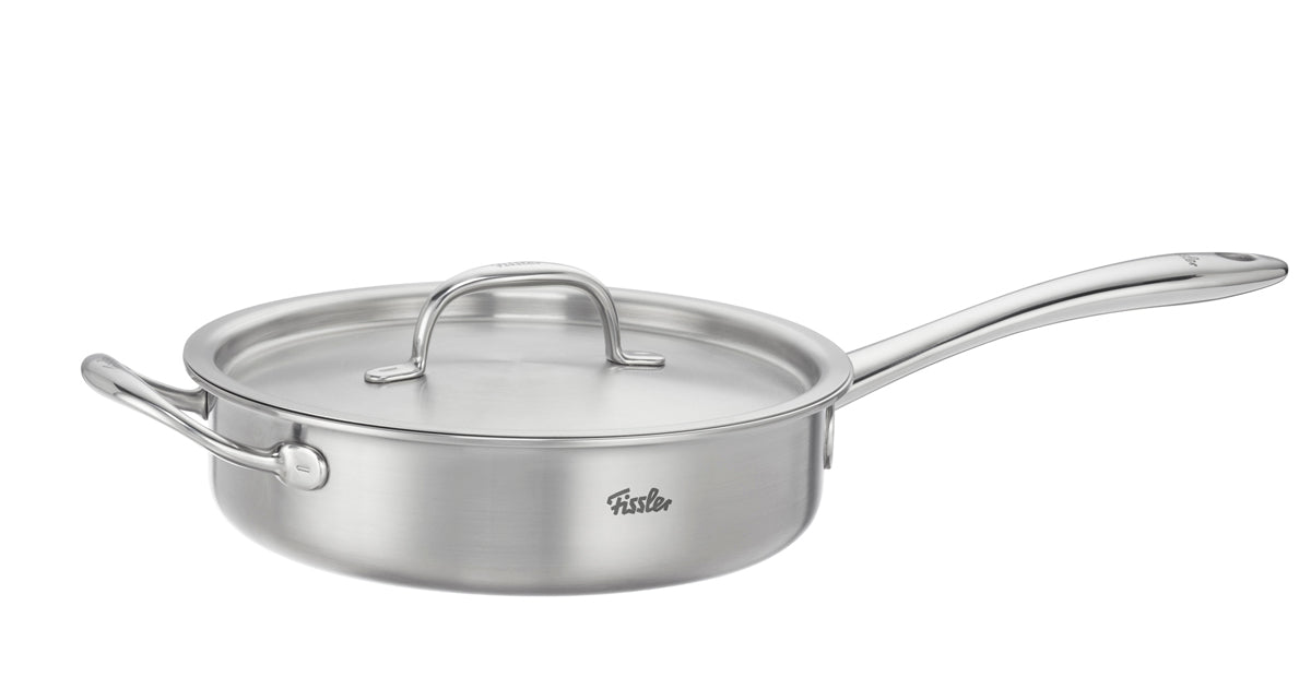 Fissler M5 Pro Ply® Topfset 3-teilig, recycelter Edelstahl, ergonomische Griffe, Fissler-Logo, Deckel; für Induktionskochfelder.