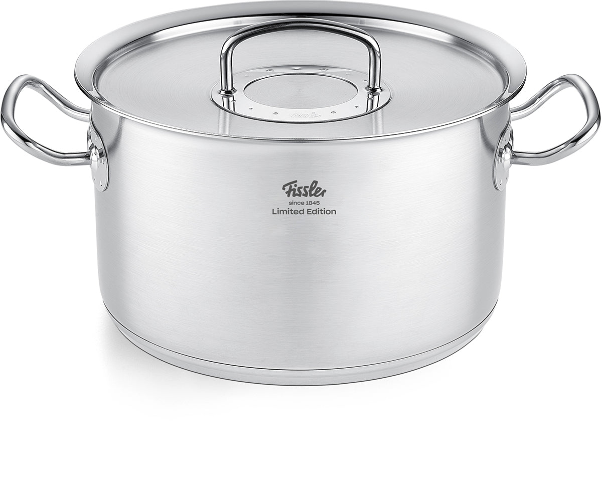 Fissler Original-Profi Collection® Retro 5-teiliges Set, gebürsteter Edelstahl, Metalldeckel, je zwei Griffe. Hergestellt in Deutschland.