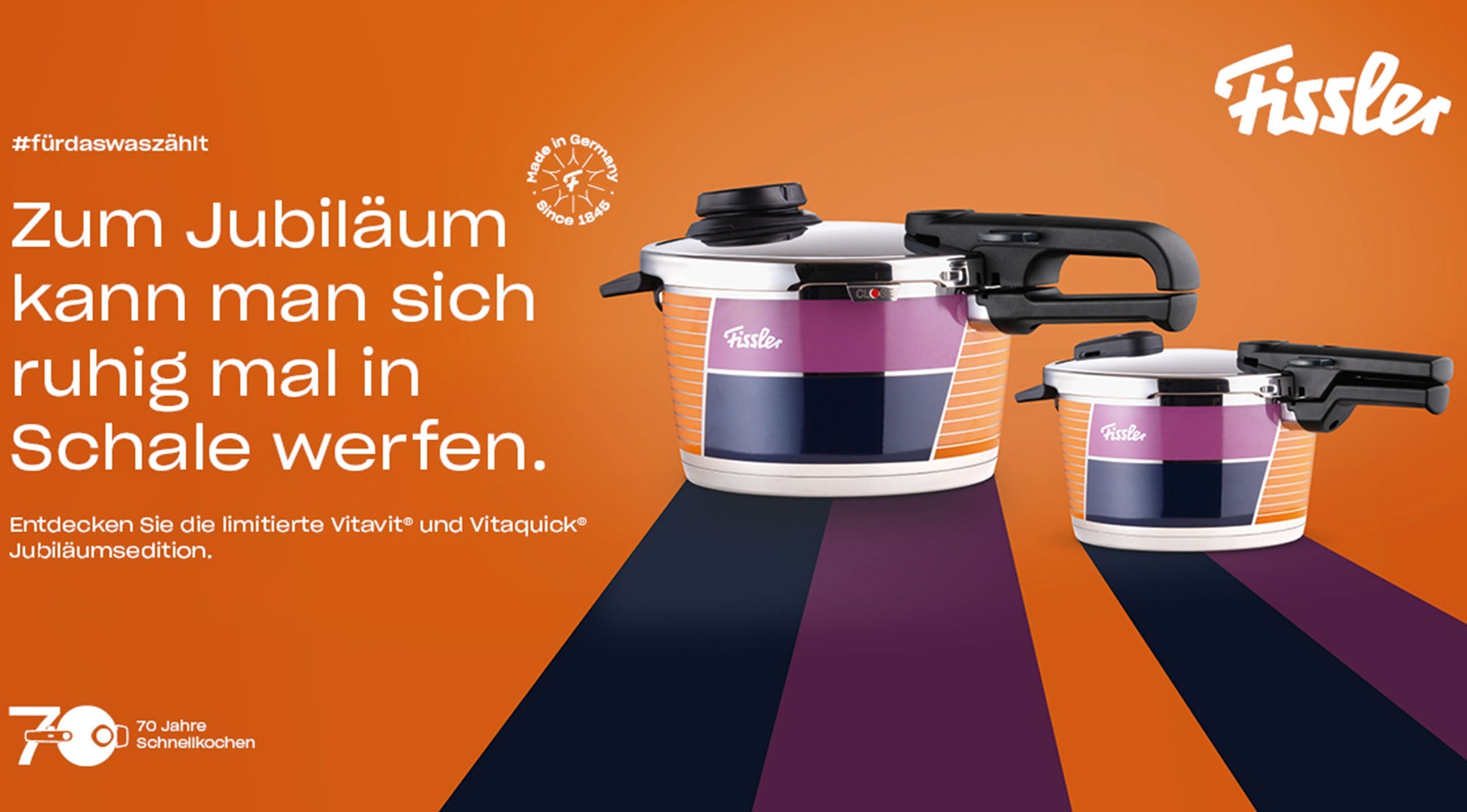 70 Jahre Schnellkochen by Fissler - die neue Colour Blocking Jubiläumsedition von Vitavit® und Vitaquick®