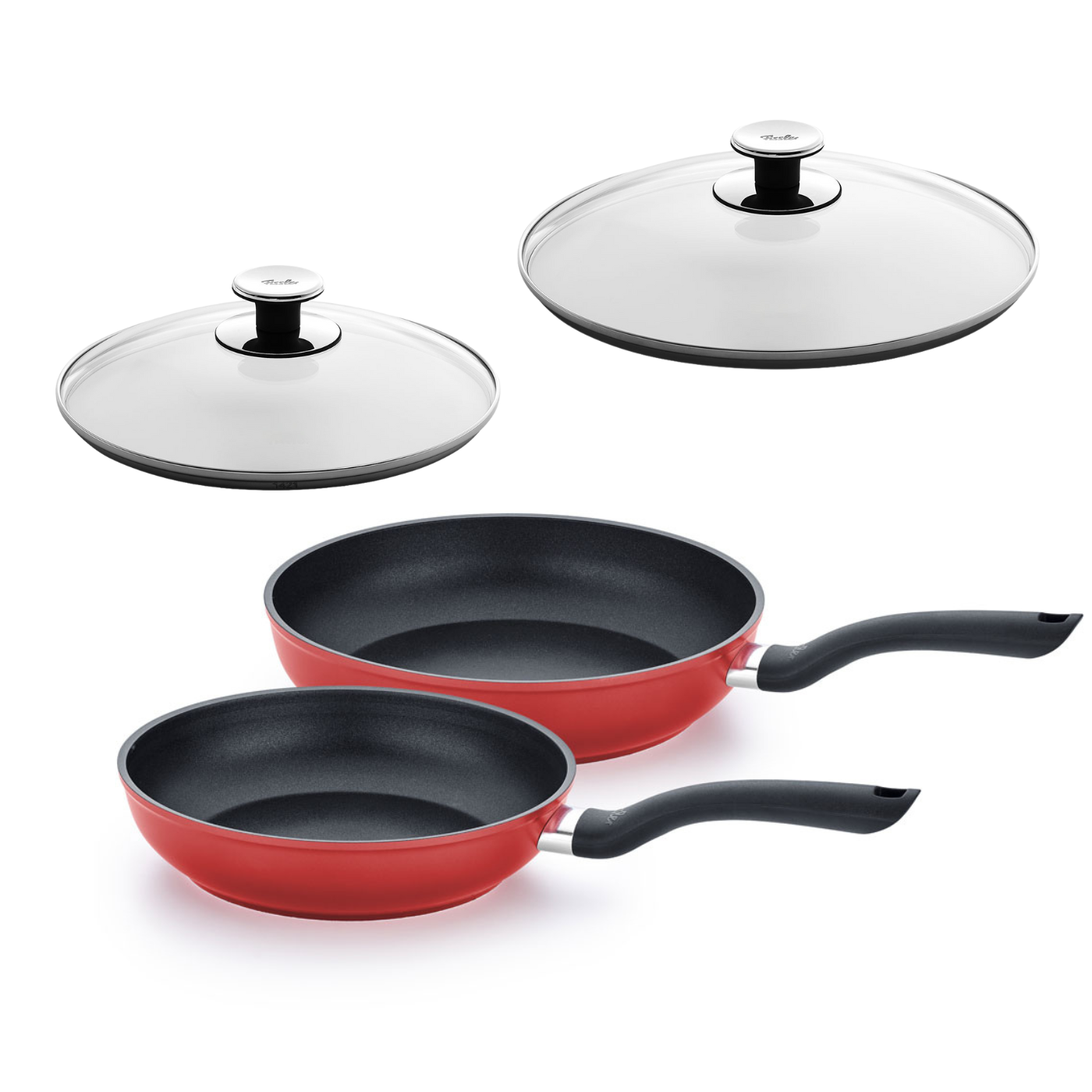 Cenit® Red Pfannen-Set 24 & 28 cm mit Glasdeckeln