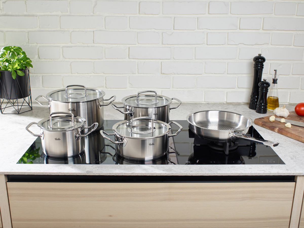 Original-Profi Collection® 5-teiliges Topf-Set mit Glasdeckeln und Pfanne